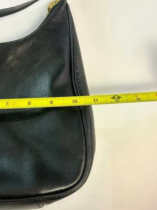 Vintage Etienne Aigner Black Genuine Leather Shoulder Bag with Gold Hardware - Picture 8 of 9